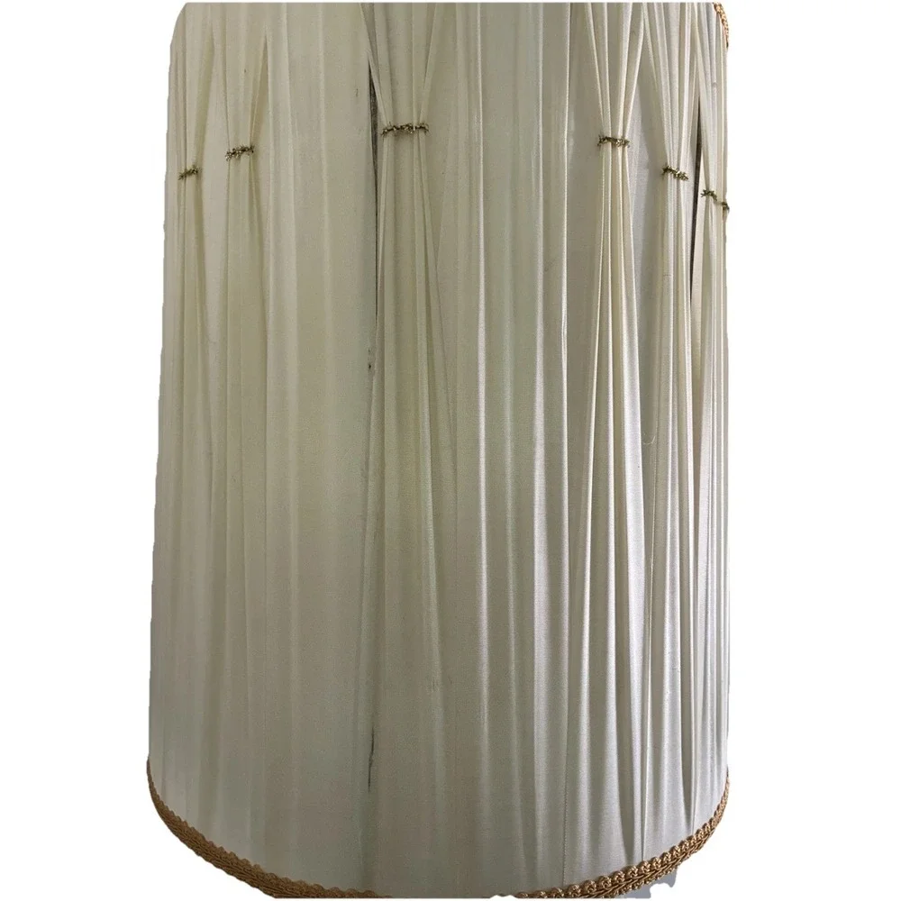 Vintage Hollywood Regency Table Lamp Etched Glass Gold Base Cream MCM 37